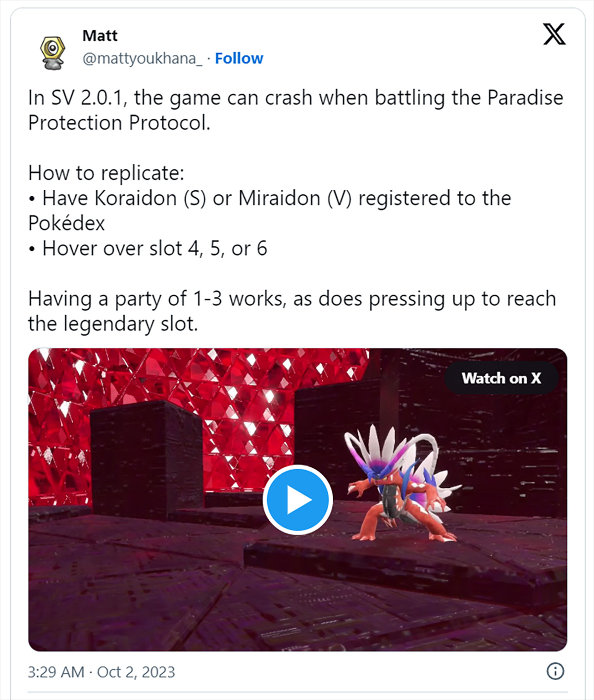 Lỗi mới của Pokémon Scarlet - Violet khiến người chơi đang đánh trùm cuối thì văng game