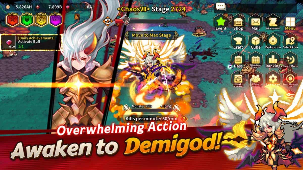 Lối chơi nhàn rỗi hấp dẫn trong game Demigod Idle