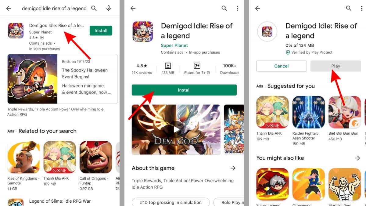 Cách tải Demigod Idle: Rise of a legend trên Android