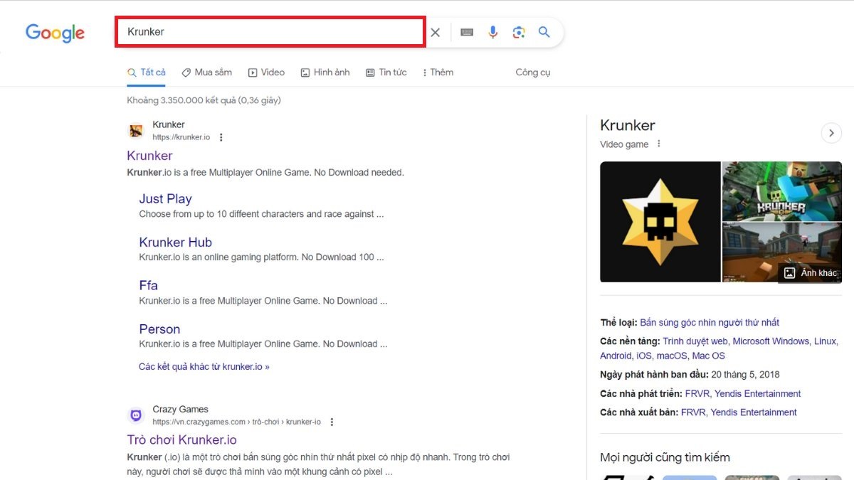 Hướng dẫn cách chơi Krunker online trên web bước 1