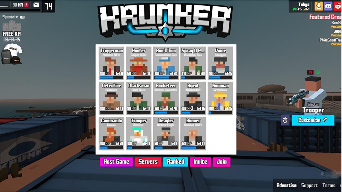Game Krunker Đa dạng các cấp độ