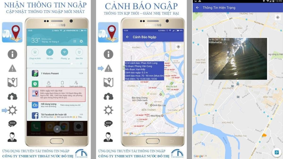 UDI Maps Thông báo tự động mỗi ngày khi có tuyến đường ngập