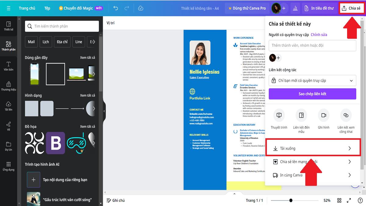 Cách thiết kế CV trên Canva thủ công bước 5