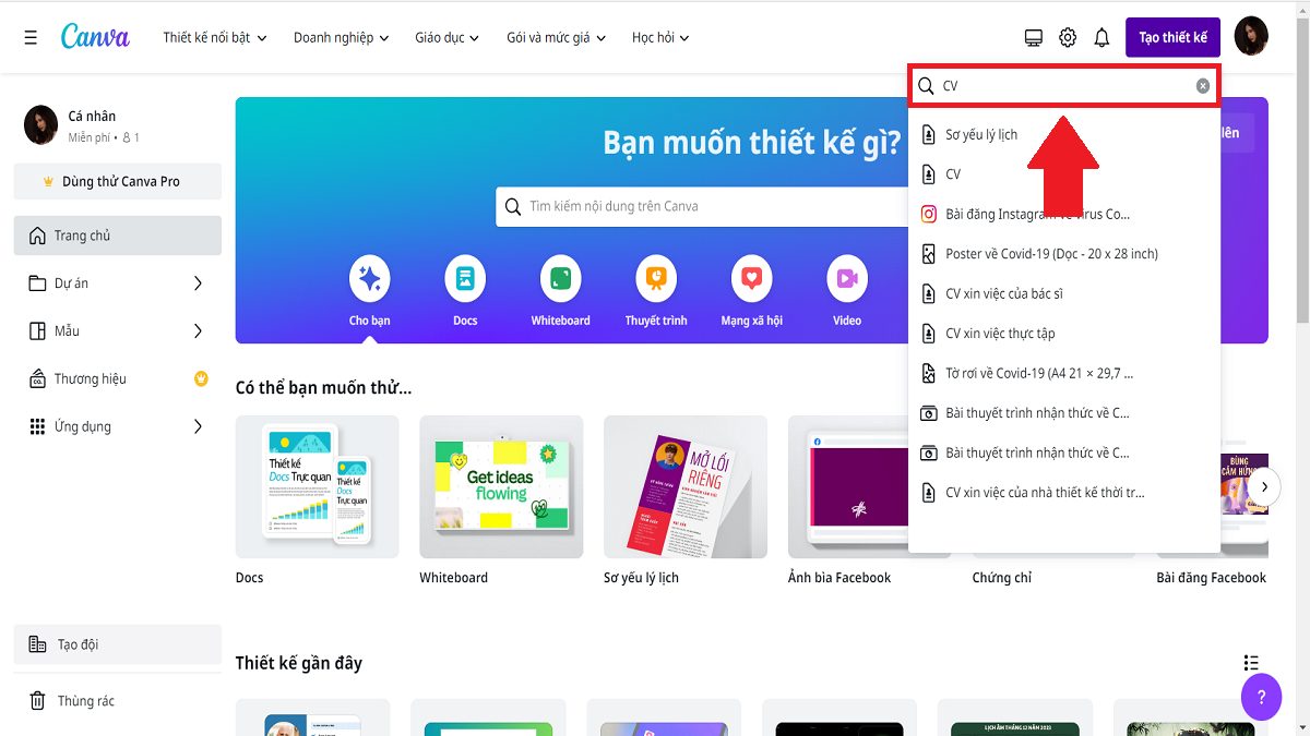 Cách thiết kế CV trên Canva thủ công bước 3