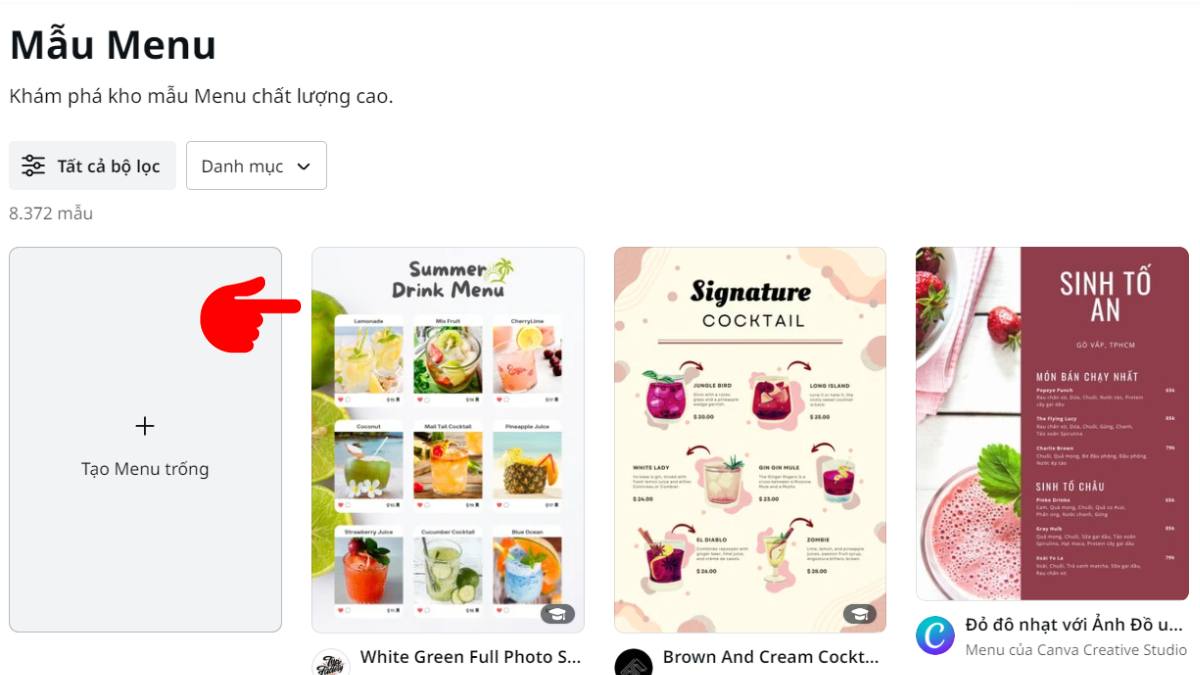 Hướng dẫn chi tiết cách tạo menu trên Canva bước 1
