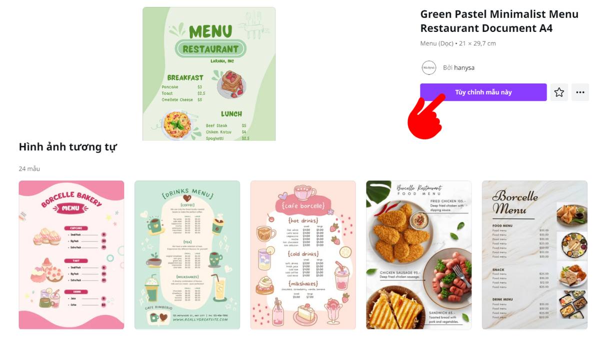 Hướng dẫn chi tiết cách tạo menu trên Canva bước 1