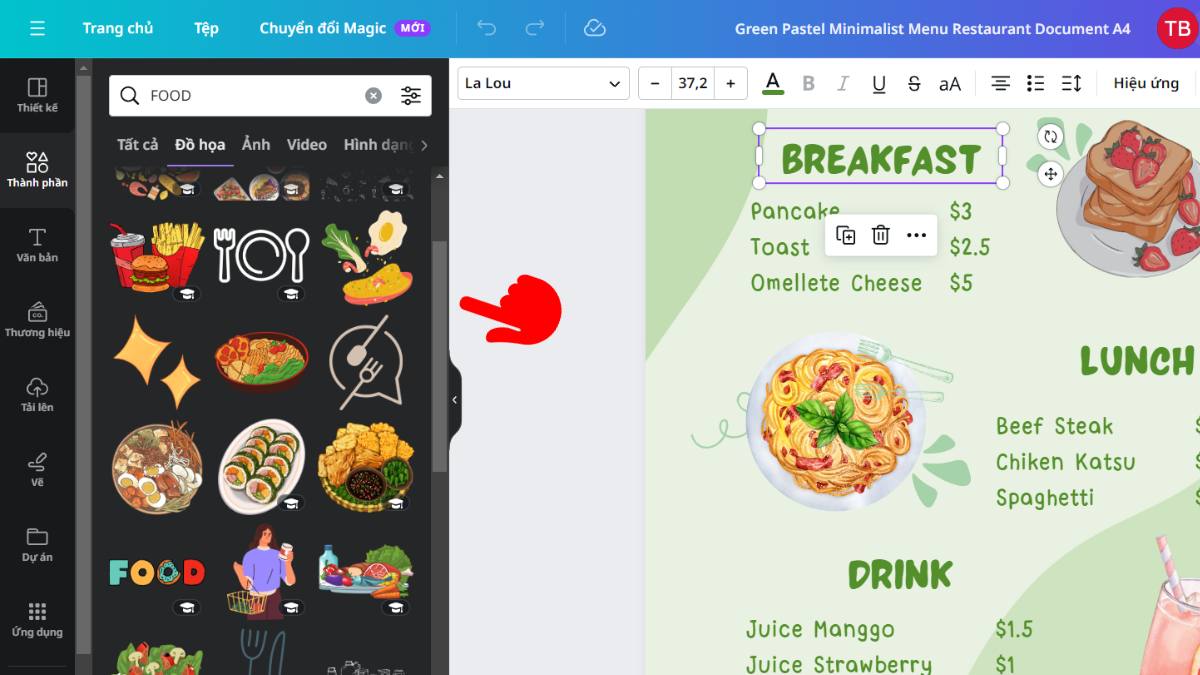Hướng dẫn chi tiết cách tạo menu trên Canva bước 2