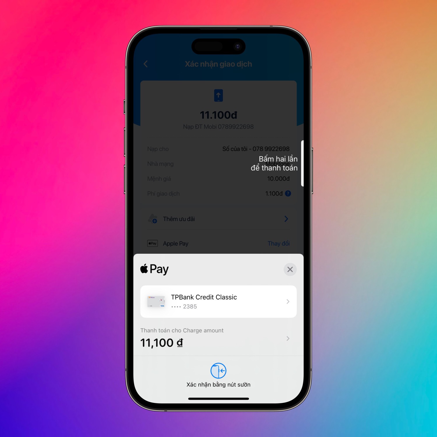 Hướng dẫn thanh toán bằng Apple Pay trên ví điện tử ZaloPay - Bước 3