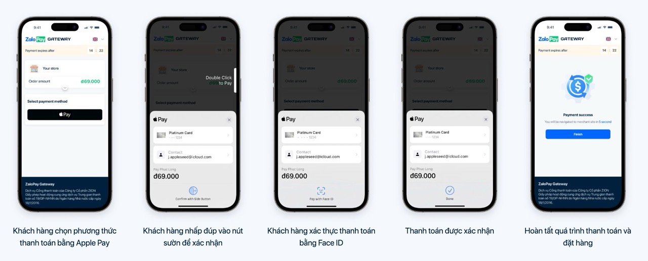 Cổng thanh toán ZaloPay hỗ trợ doanh nghiệp kích hoạt Apple Pay