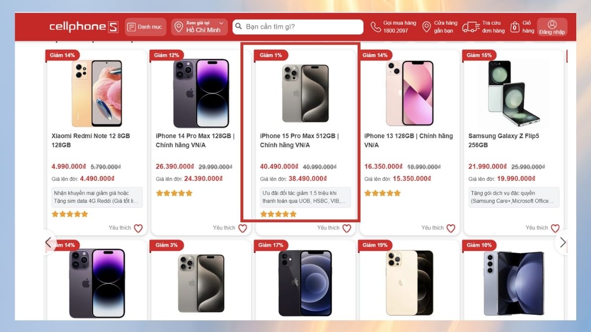 Thanh toán mua hàng online tại CellphoneS bằng ví Momo 1