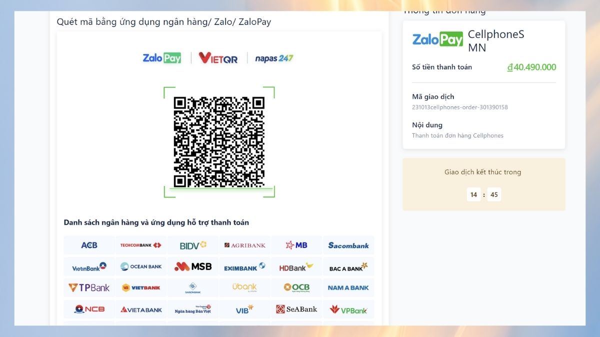 Thanh toán mua hàng online tại CellphoneS bằng ZaloPay 2