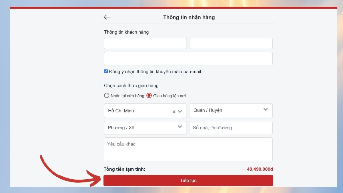 Thanh toán mua hàng online tại CellphoneS bằng ví Momo 3