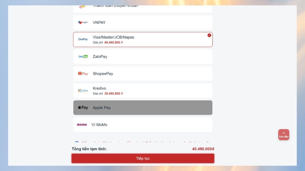 Thanh toán mua hàng online tại CellphoneS bằng Visa/Master/JCB/ Napas 1