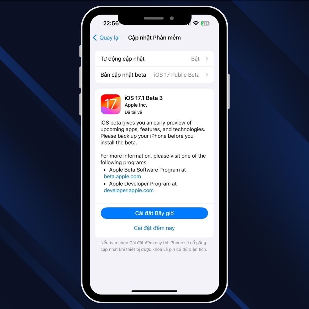 Update phiên bản iOS mới nhất