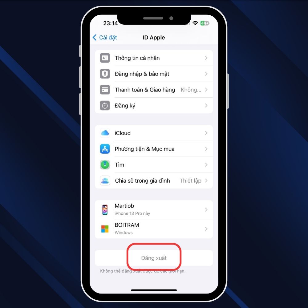 Đăng xuất khỏi tài khoản iCloud và Apple ID