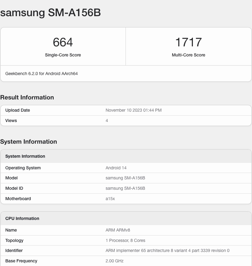 Galaxy A25 5G xuất hiện trên Geekbench