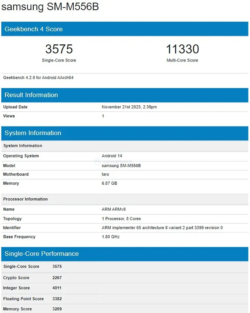 Galaxy M55 5G được phát hiện trên Geekbench