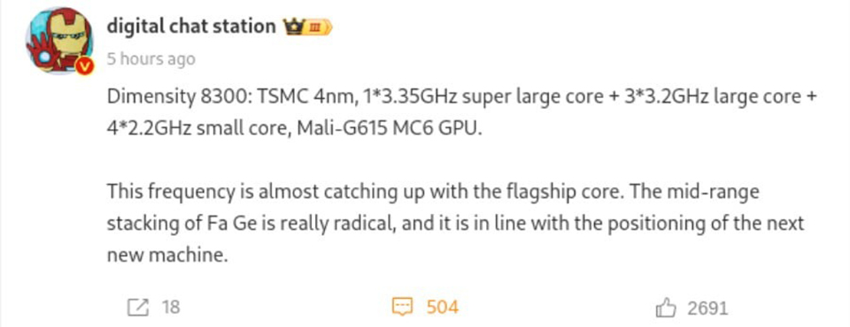 Thông số kỹ thuật Dimensity 8300