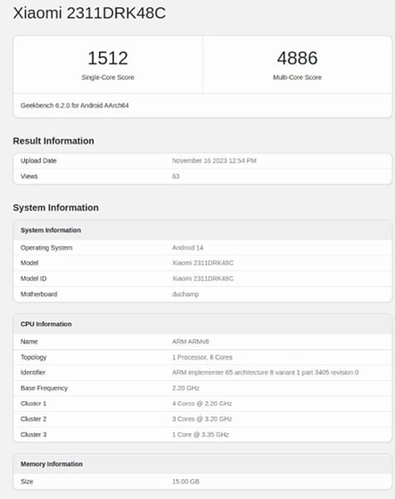 Redmi K70 với chip Dimensity 8300 xuất hiện trên Geekbench