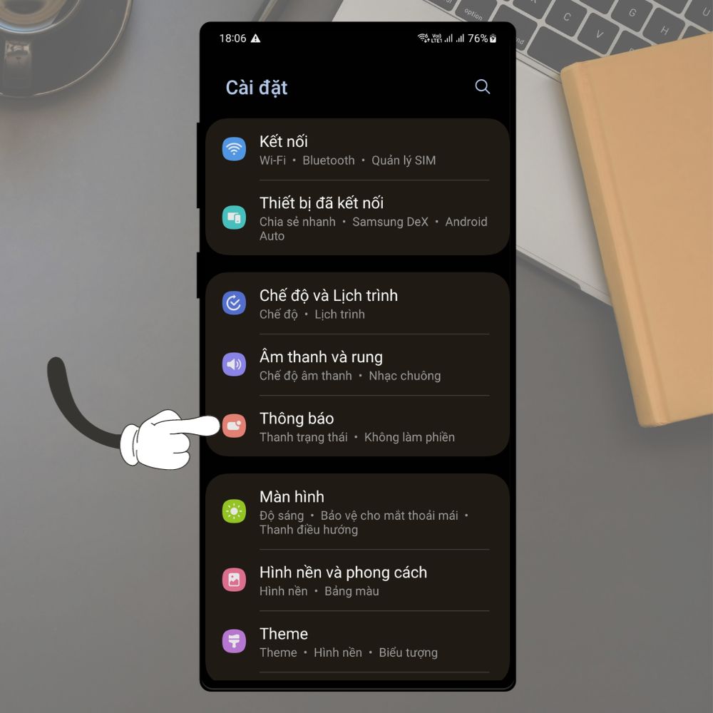 Cách bật viền sáng thông báo trên điện thoại Samsung 1