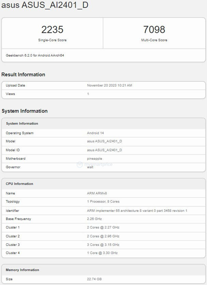 ASUS ROG Phone 8 Ultimate Geekbench