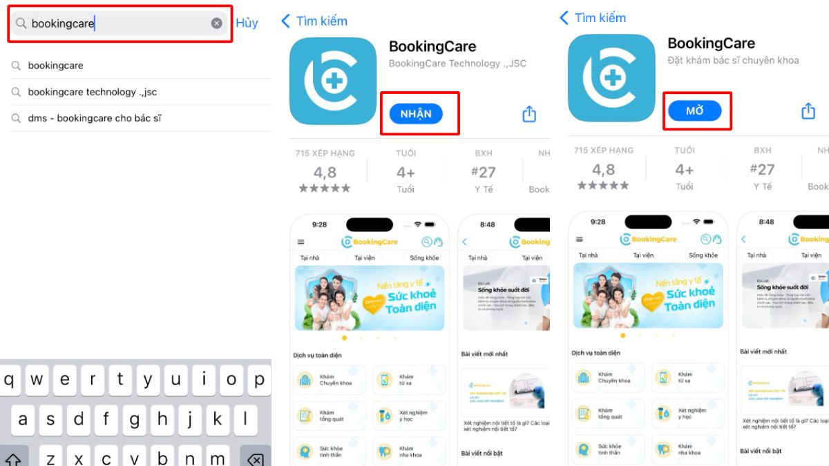 Cách Tải BookingCare test trầm cảm trên iOS