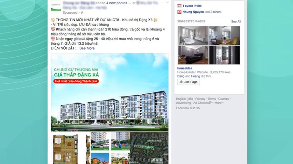 dạng quản cáo Facebook 