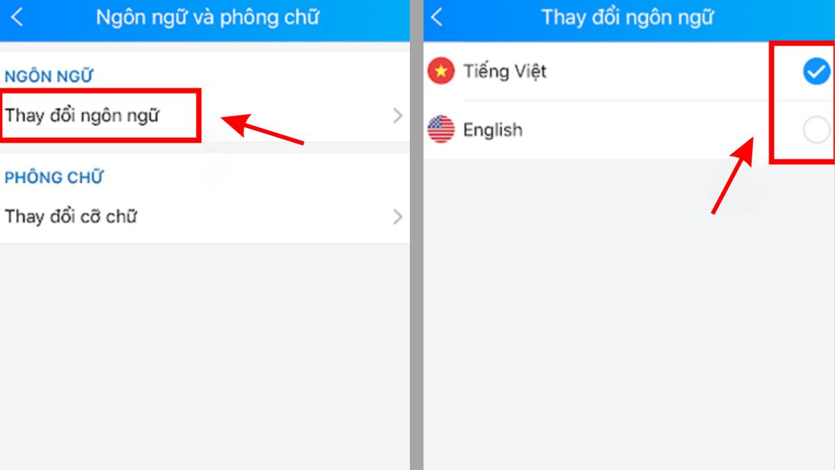 Cách đổi ngôn ngữ Zalo trên điện thoại iOS bước 3