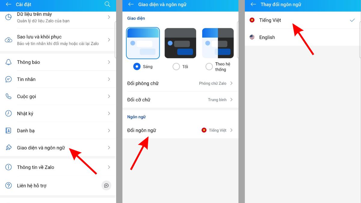 Cách đổi ngôn ngữ Zalo trên điện thoại Android bước 3