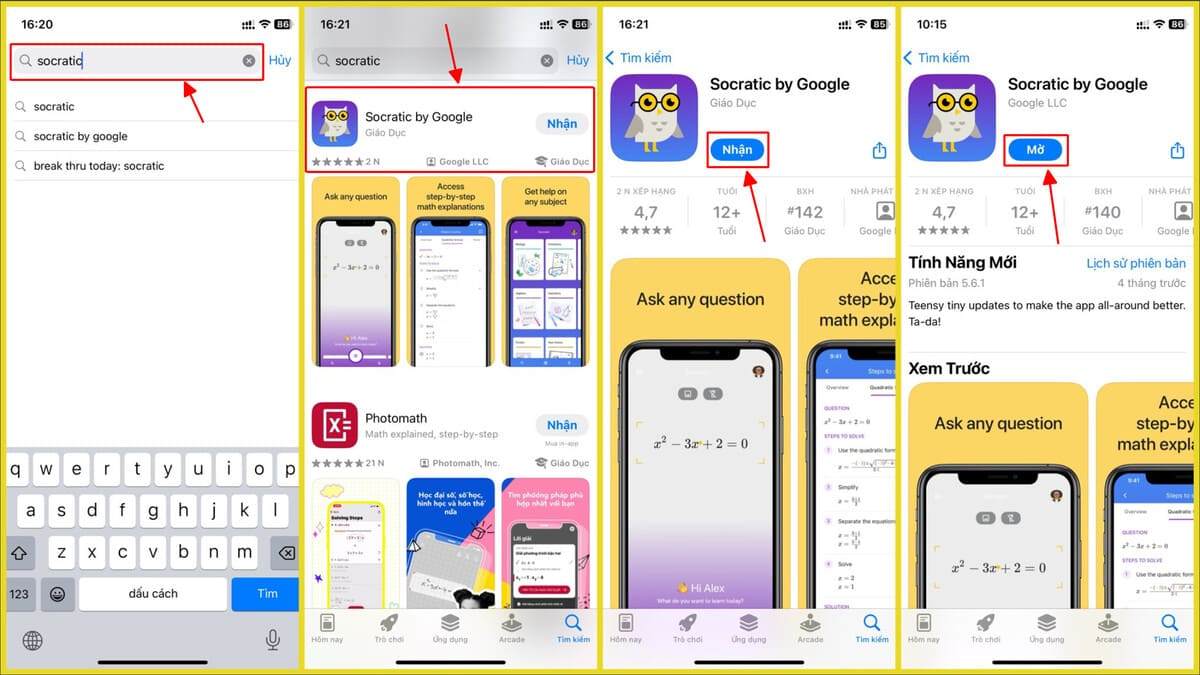 Cách tải Socratic app giải bài tập trên iOS