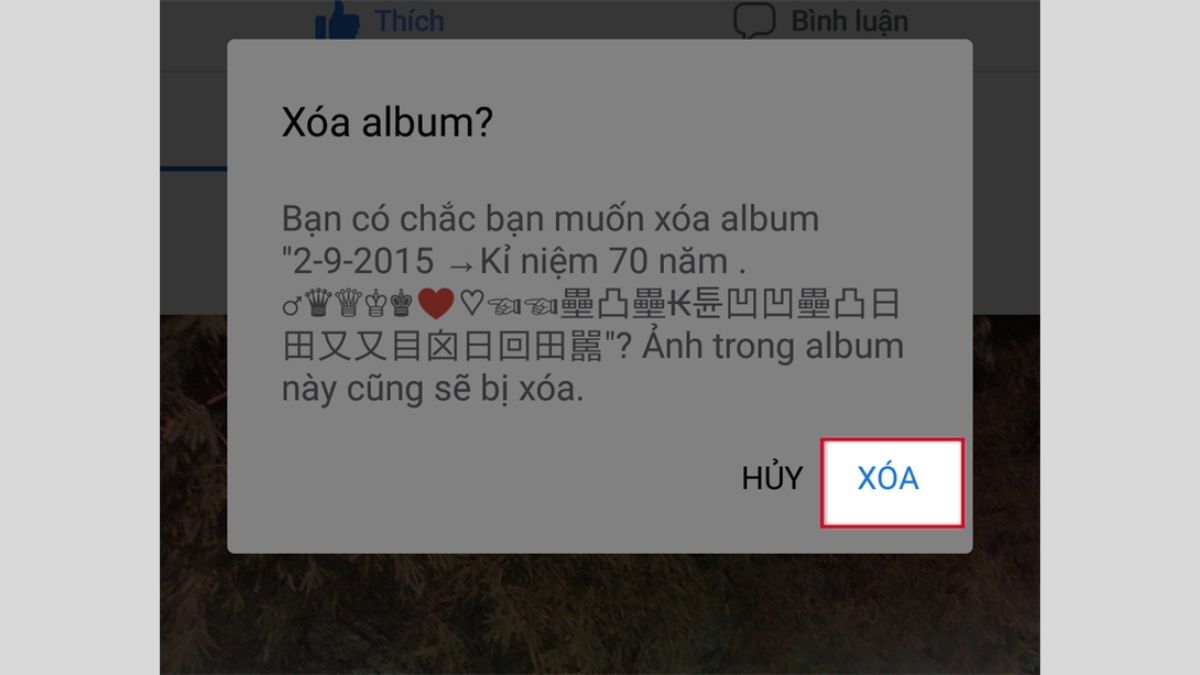 Cách xóa album ảnh nhanh chóng bước 4