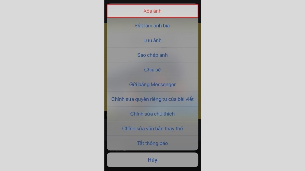 Cách xóa, chỉnh sửa một ảnh trong album Facebook bước 4