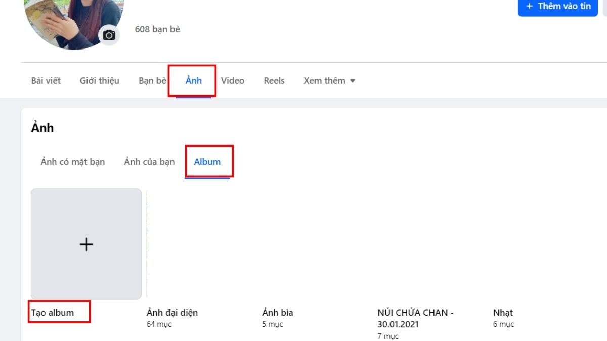 Cách tạo album ảnh trên Facebook bằng máy tính bước 1