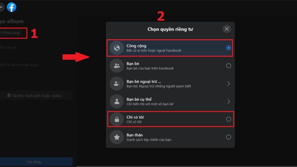Cách tạo album ảnh trên Facebook bằng máy tính bước 3