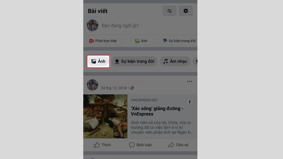 Cách tạo album ảnh trên Facebook bằng điện thoại bước 1