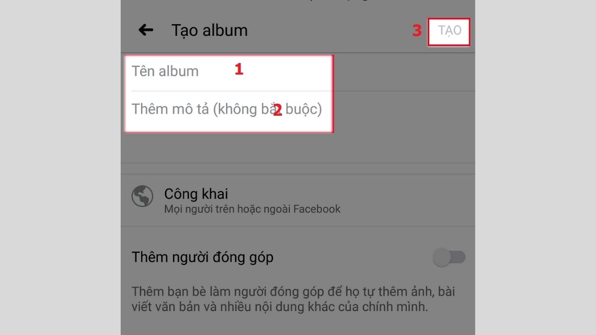 Cách tạo album ảnh trên Facebook bằng điện thoại bước 3