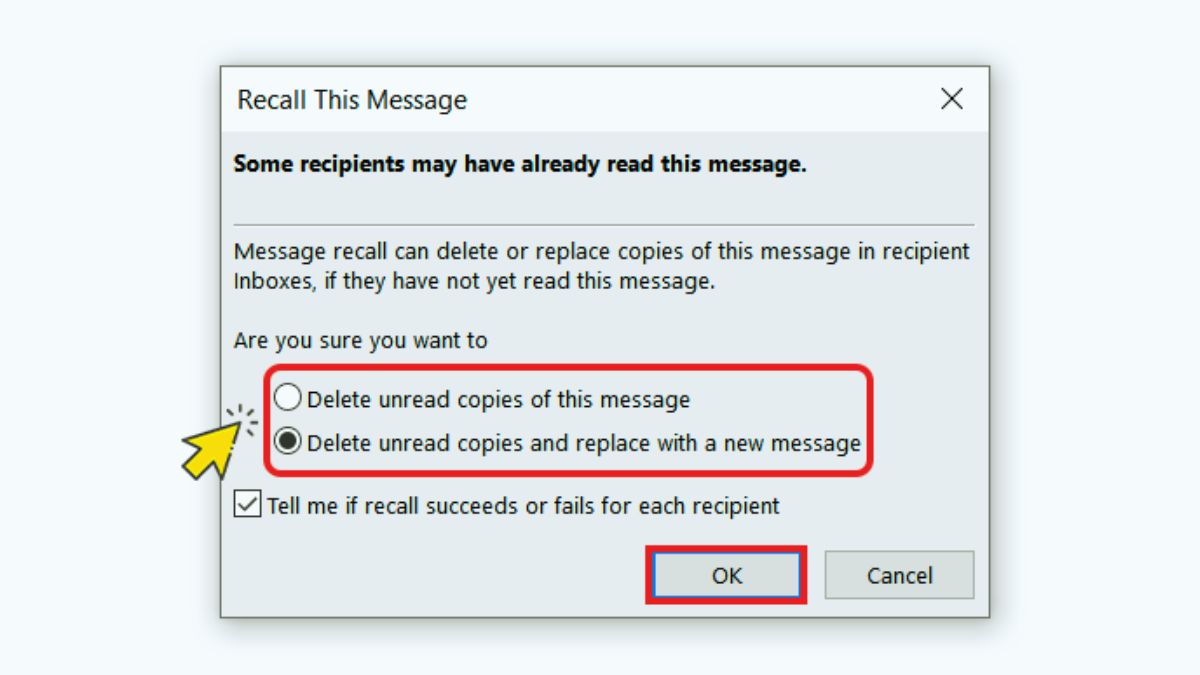 Cách thu hồi email đã gửi trong Outlook bước 3