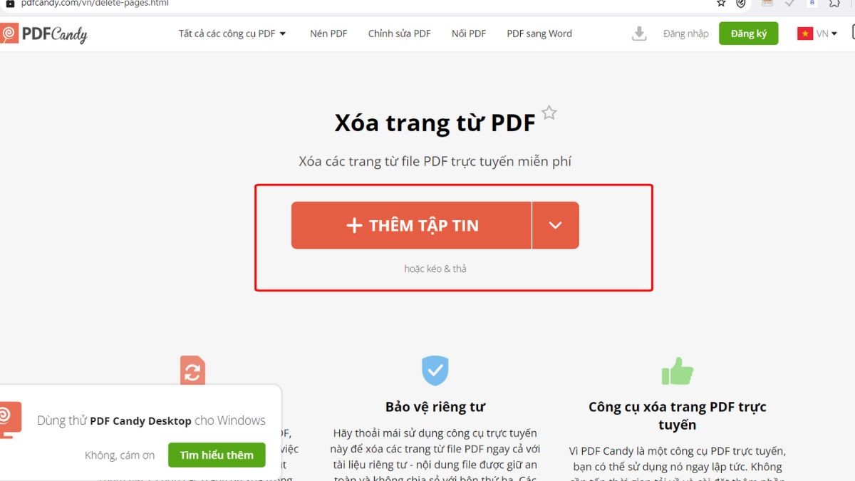 Cách xóa trang trắng trong PDF bằng PDFcandy bước 2