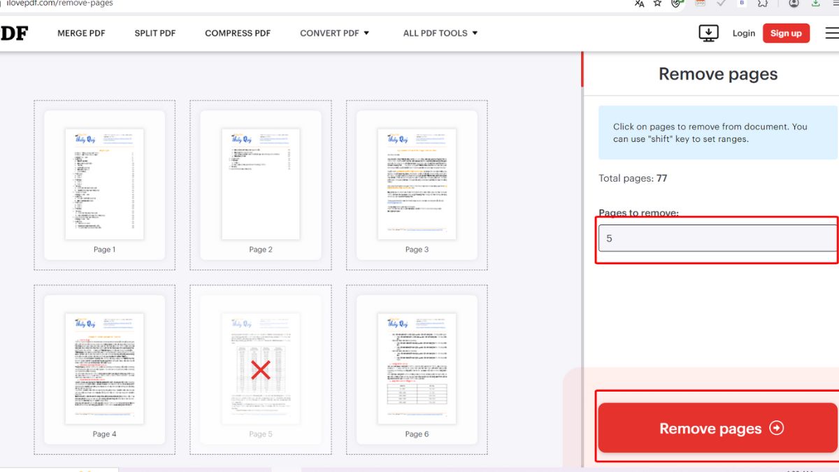 Cách xóa trang trắng trong PDF bằng I Love PDF bước 3