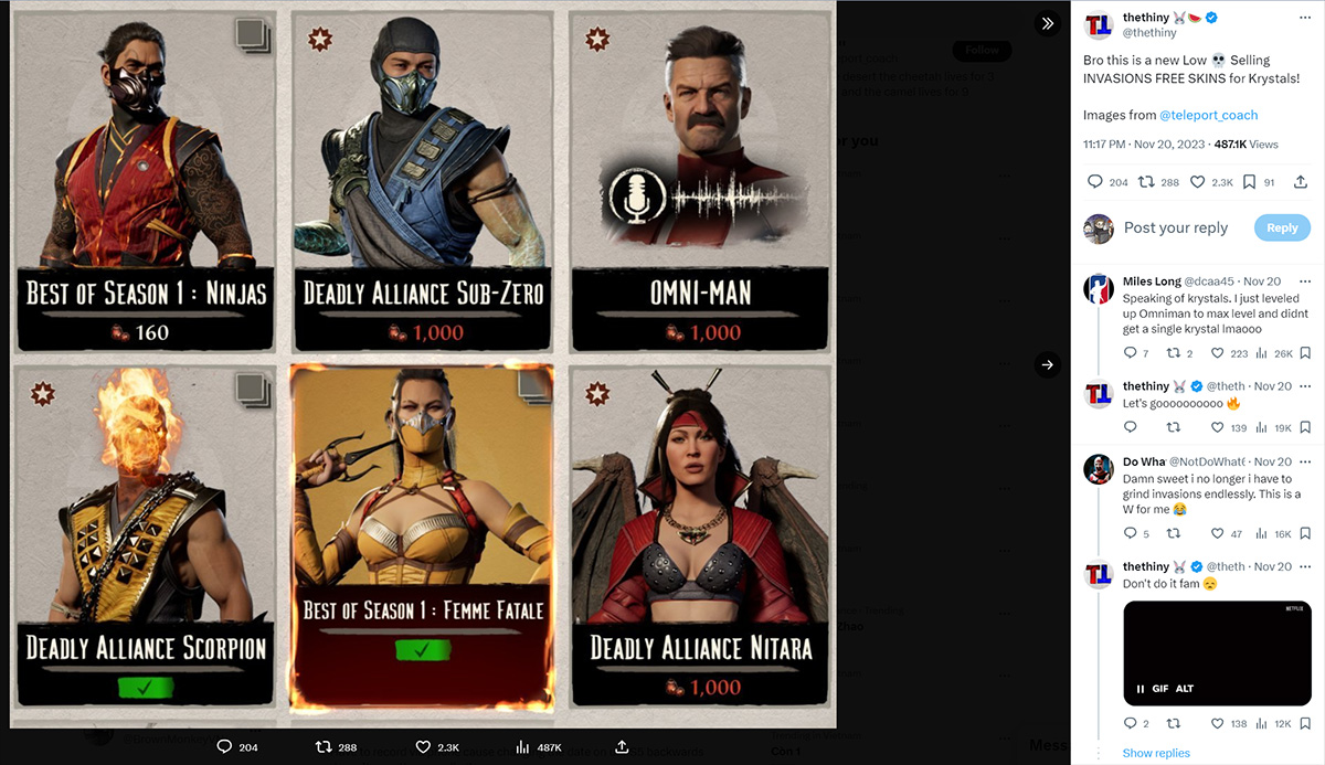 Chán mua skin giá đắt, game thủ Mortal Kombat 1 kháo nhau mẹo 