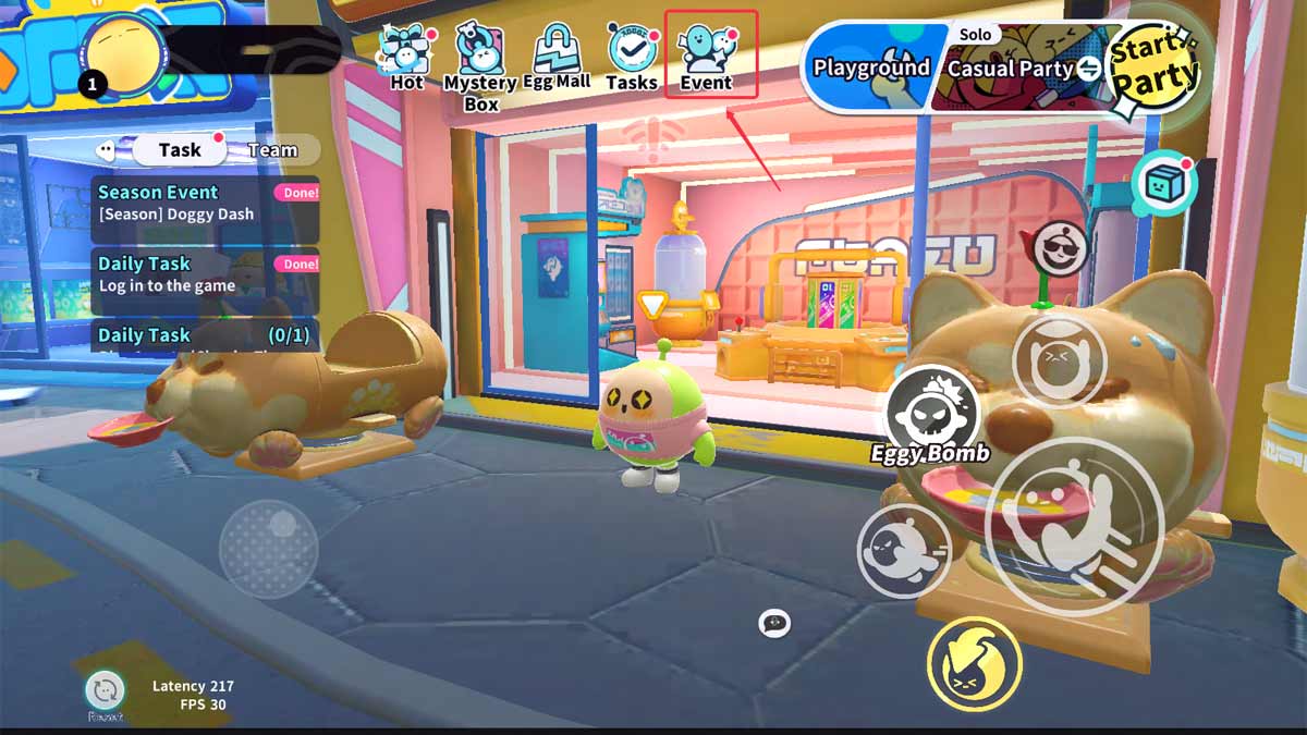 Hướng dẫn cách nhập code Eggy Party bước 1