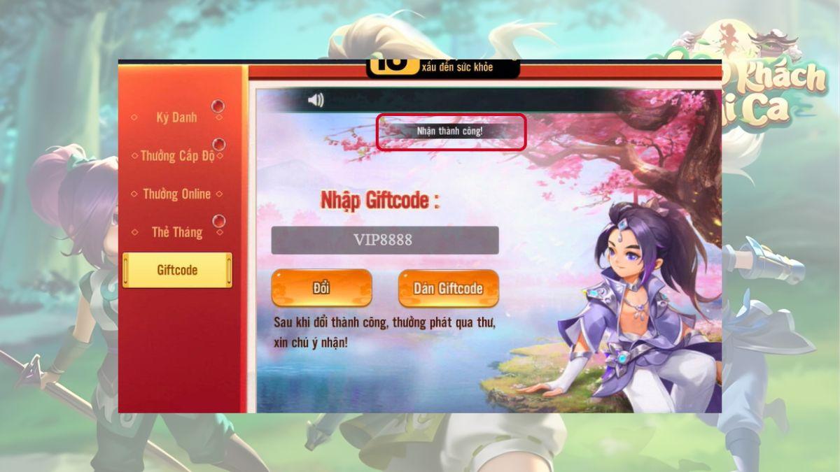 Cách nhập Code Hiệp Khách Chi Ca bước 3