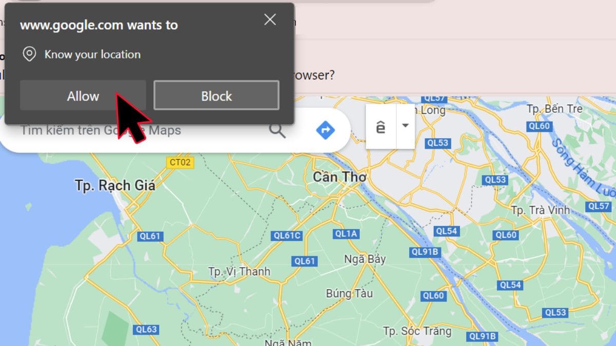 Cách định vị Google Maps trên máy tính bước 2