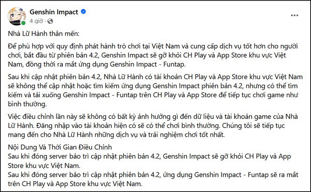 Genshin Impact: Giftcode Nguyên Thạch và nội dung mới từ buổi stream 4.2