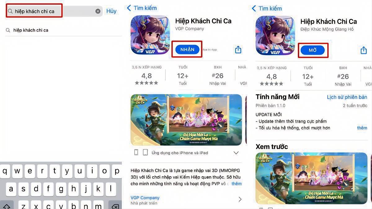 Cách tải Hiệp Khách Chi Ca trên trên điện thoại iOS
