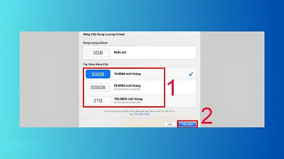 Hướng dẫn mua dung lượng iCloud trên Macbook, bước 4