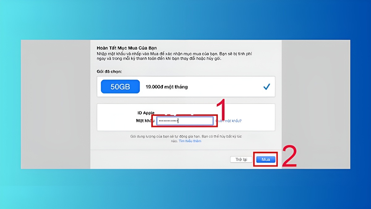 Hướng dẫn mua dung lượng iCloud trên Macbook, bước 5