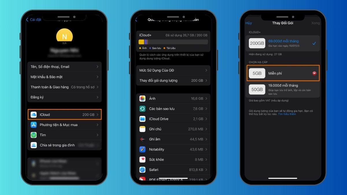 Cách huỷ gói dung lượng iCloud trên iPhone