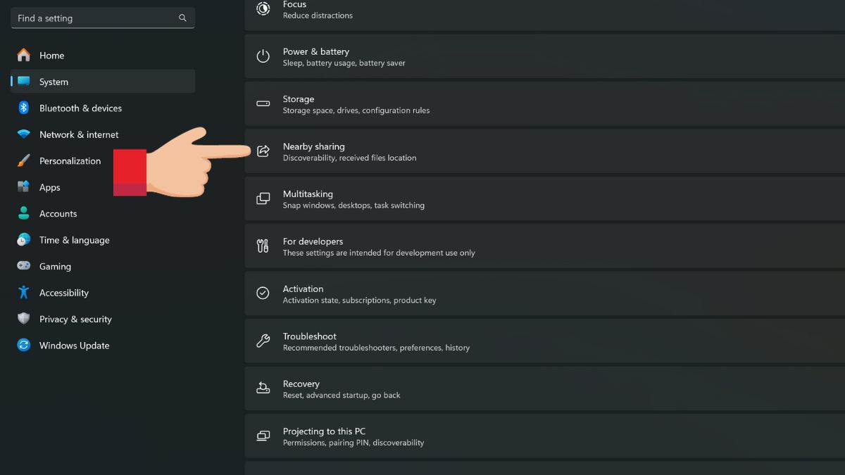 Kích hoạt Nearby Sharing trên Windows 11 1