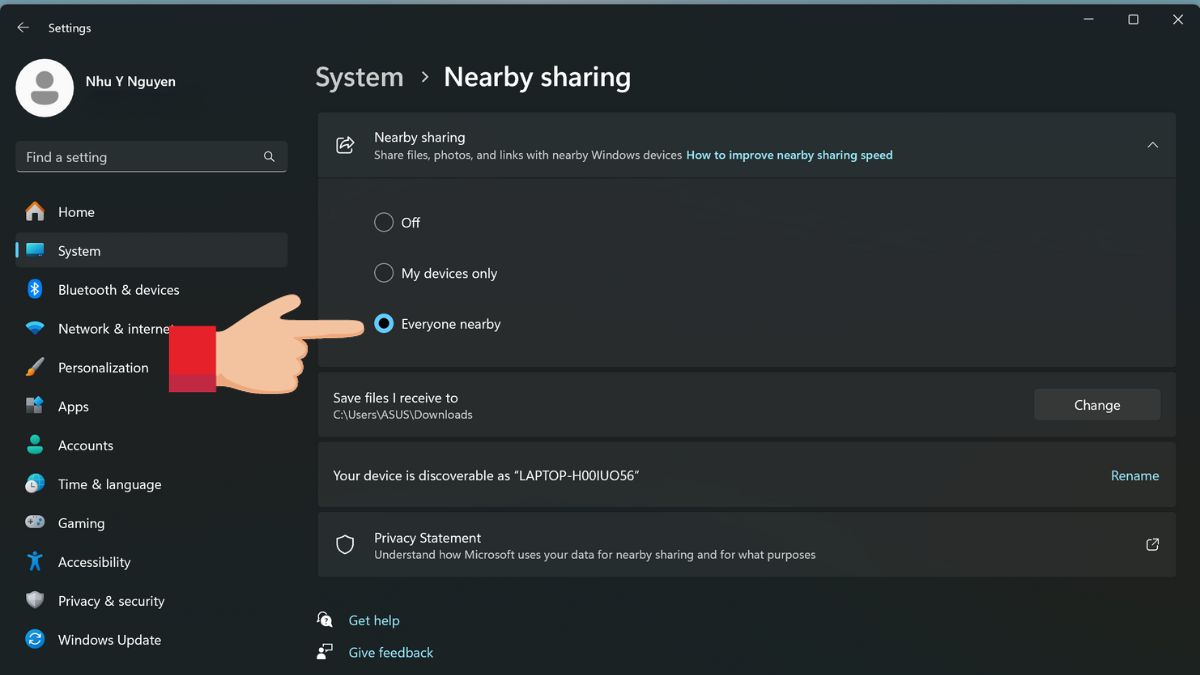 Kích hoạt Nearby Sharing trên Windows 11 2